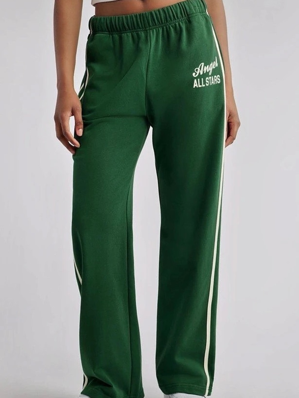 The Mayfair Group Angel All-Stars Wide Leg Sweatpants Green & White